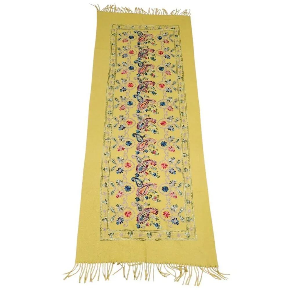 Fashion Embroidered large Paisley Wool /viscose Rugs Shawl Scarf Size 72''x28''